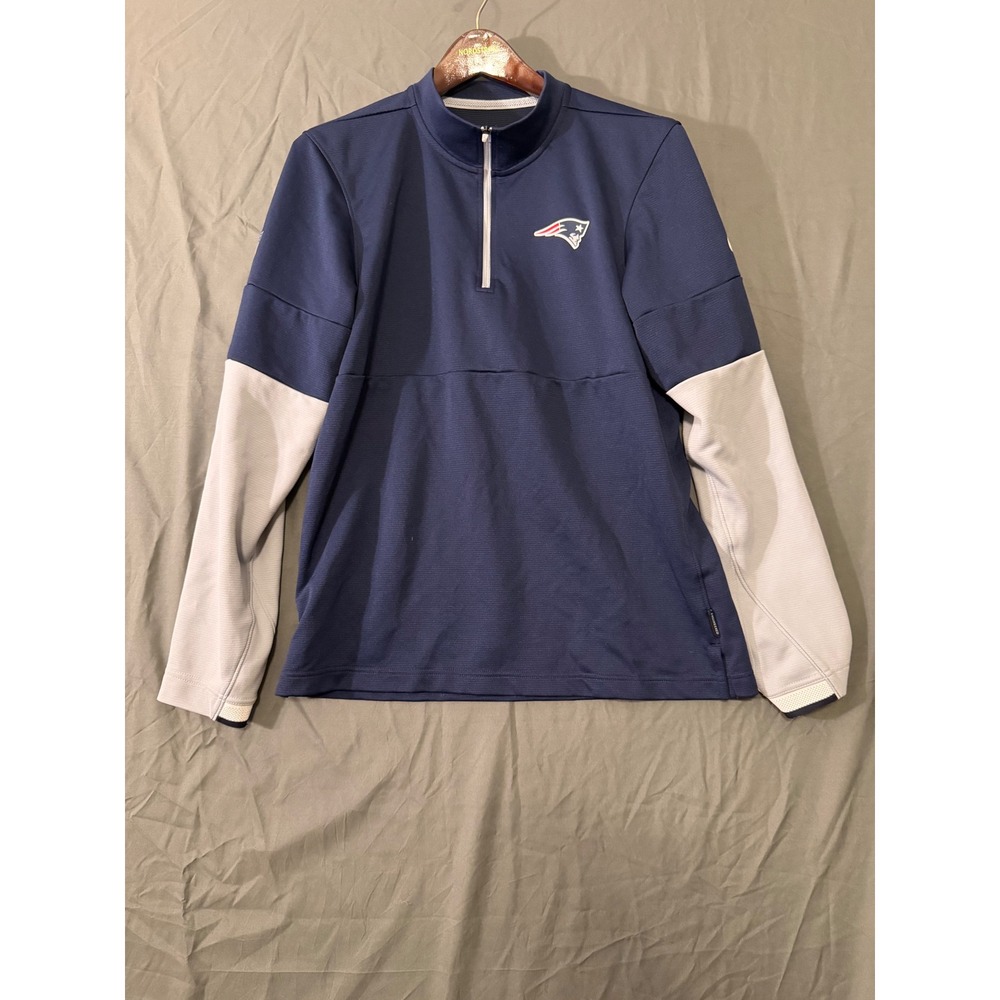 Nike New England Patriots NFL Dri-FIT Quarter Zip Pullover Navy Blue Mens Small